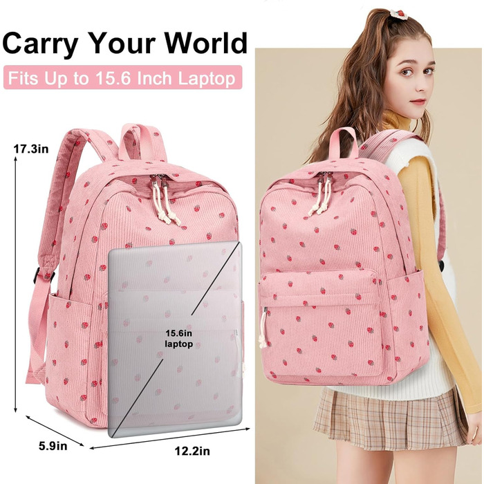 Шкільний рюкзак LOIDOU для дівчаток та хлопчиків-підлітків. Легкий, водонепроникний, з дизайном у вигляді сітки. Колір: коричнево-білий (клубнично-рожевий)