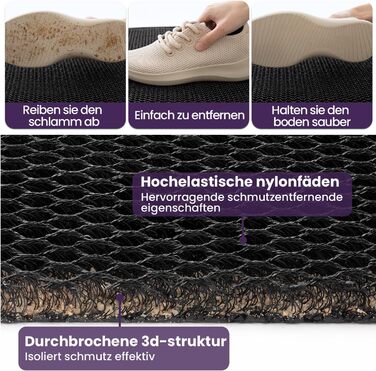 Килимок для дому та вулиці DEXI, 90x150 см, чорний. Антиковзкий, вологостійкий, довговічний. Килимок для порогу, зовнішній дверний килимок