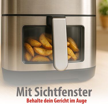 Фритюрниця Alpina Heißluft XXL: Цифрова фритюрниця Air Fryer на 8 літрів, 1800W, для 4-6 осіб, з таймером до 2 годин, 80-200°C