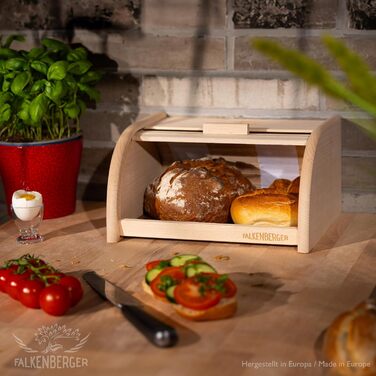 Бротоксина з бука, 32x25x16 см, з роликовим кришкою, ручна робота, натуральне дерево