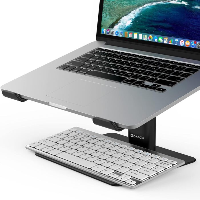 Підставка для ноутбука GOKEDA: ергономічна, регульована, з алюмінію, 11-17 дюймів, чорна