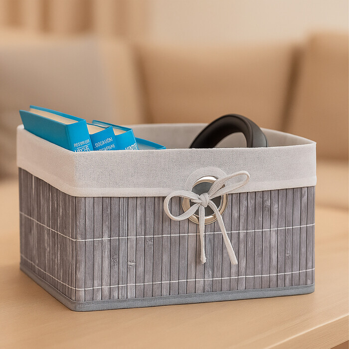 Relaxdays Bamboo Storage Basket Set