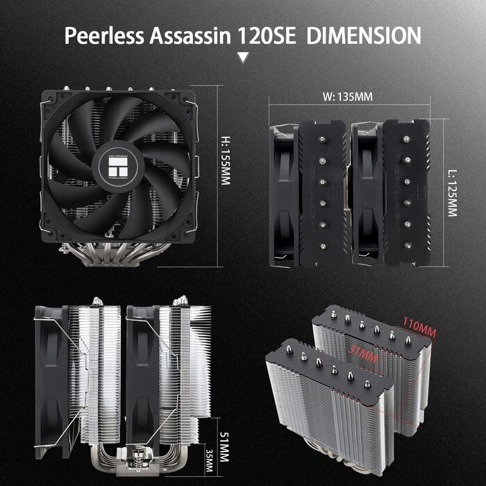 Thermalright Peerless Assassin 120 SE: Потужний кулер CPU з 6 тепловими трубами, 2 вентиляторами 120mm, для AMD AM4/AM5 та Intel 1700/1150/1151/1200
