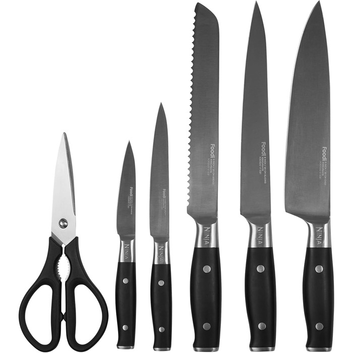 Ninja Foodi StaySharp Knife Block Set - 6-Piece Stainless Steel Knife Set with Sharpener