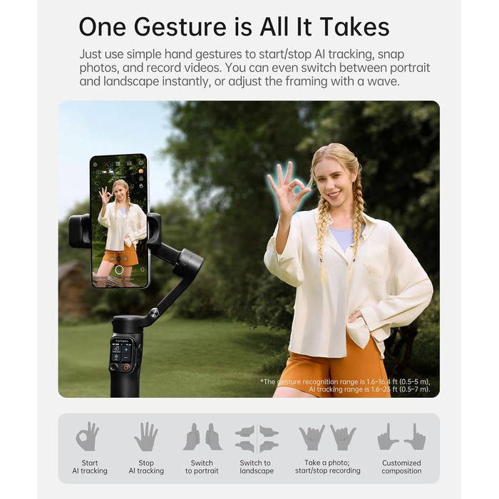 Стабілізатор Hohem iSteady V3 Ultra для смартфона: AI-трекінг, жести, пульт, екран, штатив, для зйомки Vlog та TikTok