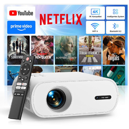 Smart Beamer з електричним фокусом та корекцією трапеції, 20000LM, 1080P Full HD, WiFi 6, Bluetooth 5.2, Mini проектор для домашнього кіно, сумісний з Netflix/YouTube/D+ (C10N)