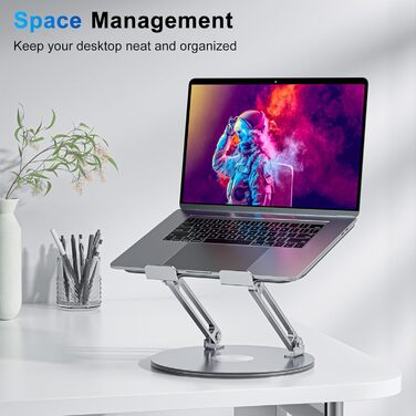 Підставка для ноутбука регульована по висоті, складана, ергономічна з вентиляцією та 360° поворотом, вертикальна, сумісна з MacBook, Dell, HP, 11-16'