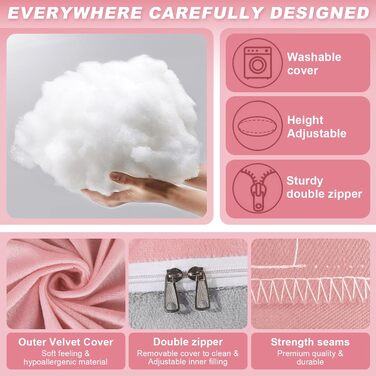 Подушка для вагітних Aevcvok U-подібної форми, подушка для годування, підтримуюча подушка, 140x70 см (Рожевий & Сірий, велюр)