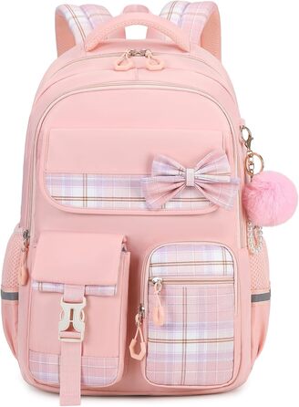 Шкільний рюкзак Tanou для дівчаток, водонепроникний, з візком, візерунок 'Клешні', 9-16 років (Рожевий)