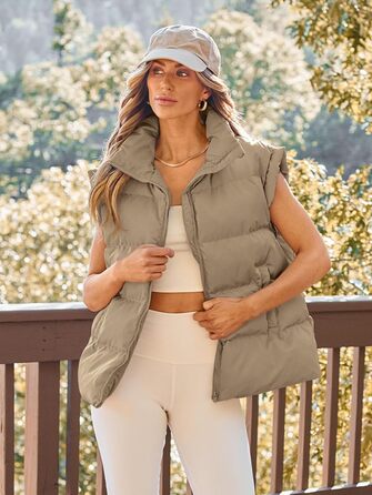 Жіноча жилетка AUTOMET: стильна осіння куртка, безрукавна модель, тепла зимова верхня одежда, колір хакі, розмір S