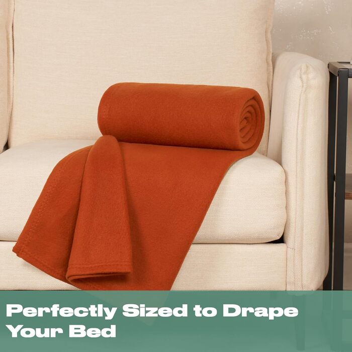 Плед DREAMSCENE з флісу, теплий та м'який, 120 x 150 см, колір охра