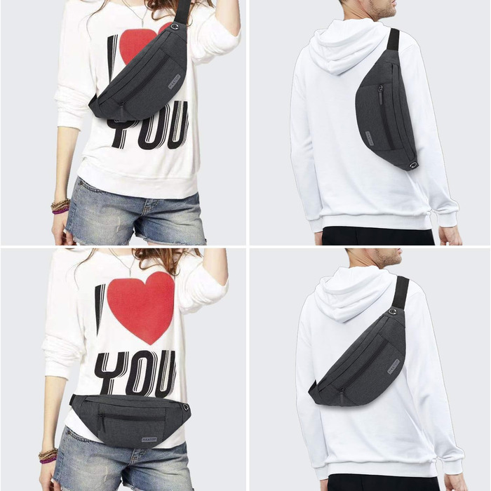 Чоловіча/жіноча поясна сумка MAXTOP для активного відпочинку: водонепроникна, для бігу, кемпінгу, тренувань. Колір: темно-сірий, розмір L