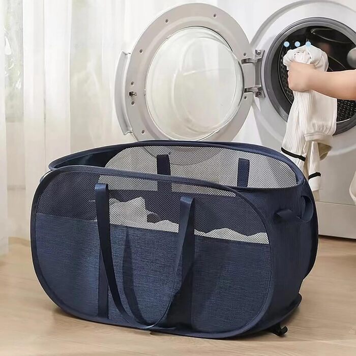 Складаний кошик для білизни з дихаючої сітки, компактний, для пральні та подорожей, сірий