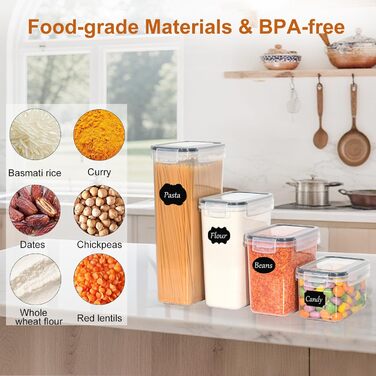 Набір контейнерів для зберігання GoMaihe 16 шт., герметичні бокси для кухні, пластикові контейнери з кришкою для круп, мюслі, рису, борошна та корму для тварин