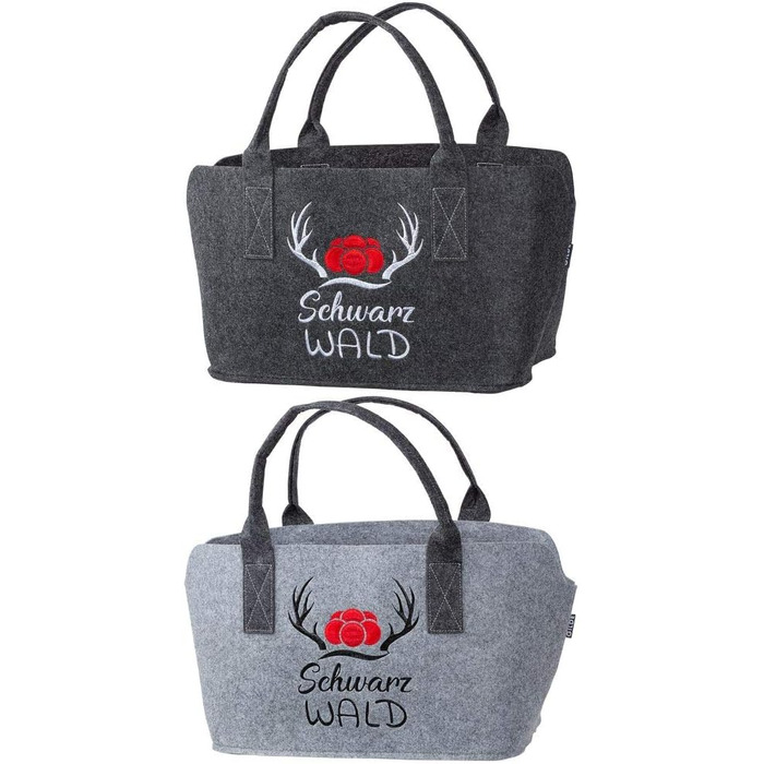 GILDE Felt Bag with Black Forest Logo as a shopping bag/wooden bag/beach bag – tear-resistant & carries a lot of weight – safely cushions your purchases and has plenty of storage space (Black Forest Dark Grey)