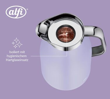 Термос Alfi SKYLINE 1.0л лавандово-матовий, нержавіюча сталь з гігієнічним скляним вкладишем, термоізоляція, зручний кришкою з кнопкою, ергономічна ручка, для кави та чаю, 1000 мл