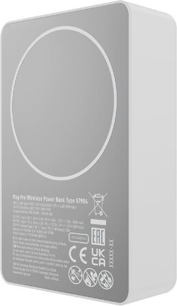 Повербанк VARTA Power Bank Energy 10000 mAh 20W, USB-C та USB-A, Li-Polymer, Pass-Through зарядка, Mag Pro 10000 білий
