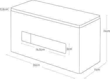 Yamazaki 4765 RIN Double-Sided Tissue Box, Black, Steel/Plywood, Minimalist, 26 x 11 x 14 cm