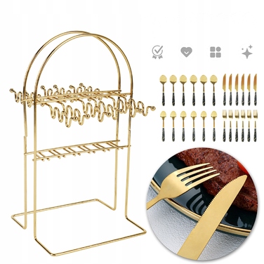 Набір столових приборів 24 предмети, нержавіюча сталь, ручки під мармур, подарунковий набір