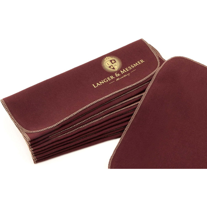 Langer & Messmer Polishing Cloths for Smooth Leather made of 100% Cotton in a Practical Set - The Shoe Polishing Cloth for Professional Shoe Care (Bordeaux | Beige)