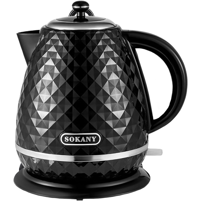 Електричний чайник SOKANY SK-1032, 2200W, 1.7L, з фільтром від накипу, автовимкненням, індикатором рівня води, поворотним підставою, чорний