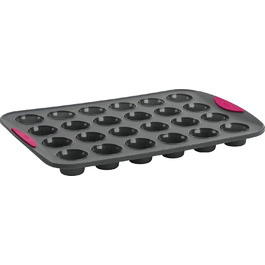 Trudeau Mini-Muffin Silicone Mold, 24 Cavities, Fuchsia