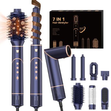 Мультистайлер Air Styler 5 в 1: фен, щітка, плойка - 1000W, 60000 обертів/хв, чорний (Saphirblau)