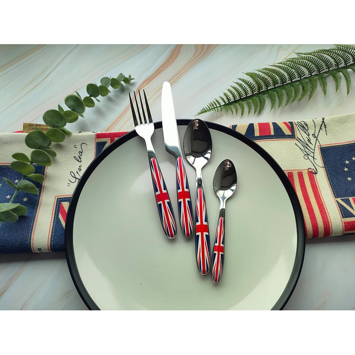 Набір столових приборів Exzact Rostfrei Stahl (нержавіюча сталь) з дизайном Union Jack (24 шт.)