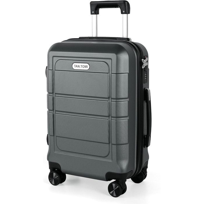 Чемодан ручної об'єм 41л TANTOMI: міцний ABS+PC, 4 колеса, кодовий замок, телескопічна ручка (M/L/XL), світло-темно зелений