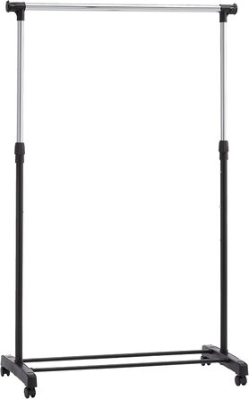 Amazon Basics Wardrobe with Two Shelves, White, ((91.5-145) x 42 x (134-161) cm (L x W x H), Chrome)