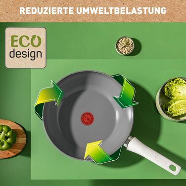 Wok Tefal Renew C42704 28 см з керамічним покриттям Thermo-Signal, сірий - екологічна перероблена жаровня для всіх типів плит, включаючи індукцію
