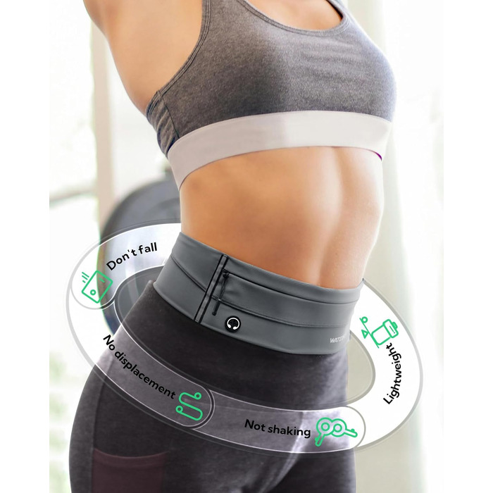 Водонепроникний поясний ремінь Waterfly для бігу, спорту та фітнесу (чоловічий/жіночий, темно-сірий)