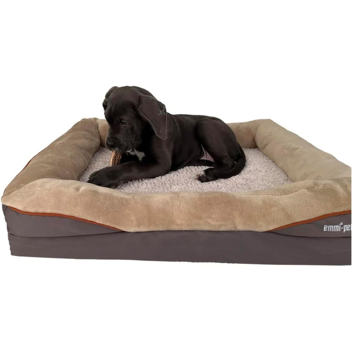 Ортопедичне ліжко для собак Emmi-pet – ергономічне диван для великих собак 120x85x25 см – миється, м'яке, з антиковзаючим покриттям, довговічне та дихаюче – адаптована форма для тіла (S (68x51 см))