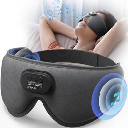Маска для сну Renpho з Bluetooth V5.2, подарунок для жінок, RENPHO Ultra Soft, бездротова маска для сну з 3D-екраном, комфортна для тих, хто спить на боці, маска для сну з білим шумом, сіра