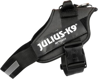 Шлейка для собак IDC Powergeschirr S - відбиваюча, з лого, регульована, дихаюча, для малих, середніх та великих собак (2TON (Black-Gray), L/1)