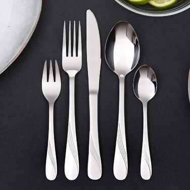 GRÄWE Cutlery Set for 12 People, 60-Piece - Stainless Steel Table Cutlery, Rust-Proof, Nickel-Free - STRALSUND Series