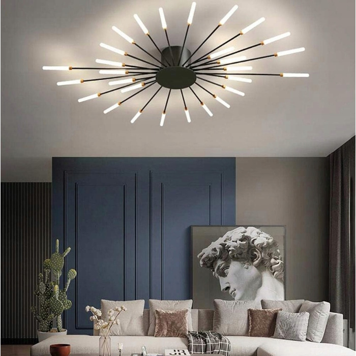 Сучасна LED-люстра GOECO, чорна, 100 см, 3150 лм, 28 Вт