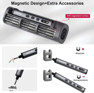 Набір мініатюрних електричних викруток MQFORU 78 в 1 з 72 бітами, 5 режимів крутного моменту, LED-підсвічуванням для ремонту телефонів, годинників, камер