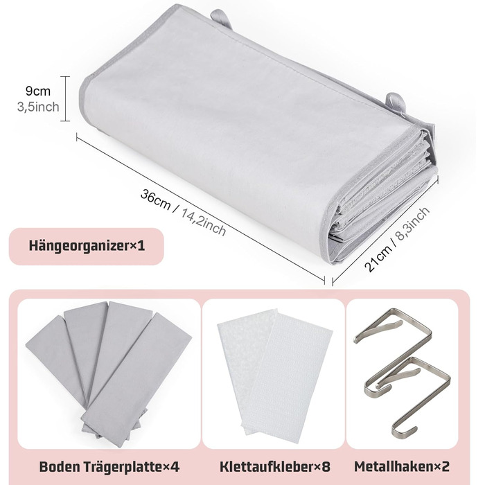 Органайзер для дверей з 4 кишенями, Бохо декор, настінна полиця-органайзер з 2 гачками, для спальні, дитячої кімнати, ванної (4 кишені-сірий)