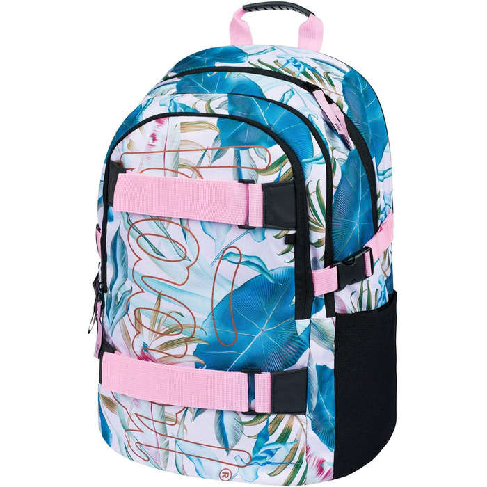 Шкільний рюкзак Baagl для хлопчиків та дівчаток - рюкзак на скейтборді з відділенням для ноутбука та нагрудним ременем, для школи, старшої школи, середньої школи, принт Skate Leafs