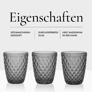 Colorful Drinking Glasses Set - Glass Set - Colored Water Glasses, Juice Glasses - Set of 6, 250 ml - Dishwasher Safe - Modern Design with Patterns