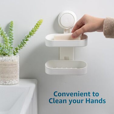 Тримач для мила LEVERLOC з піддоном, 3 кг, настінний, без свердління, з присосками, для ванної кімнати та кухні, білий, 2 рівні