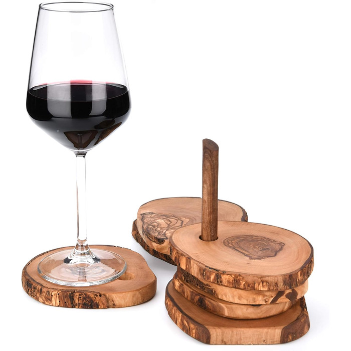 ~ Luxury Coasters with Olive Wood Holder (Grossique) ~ 13 cm