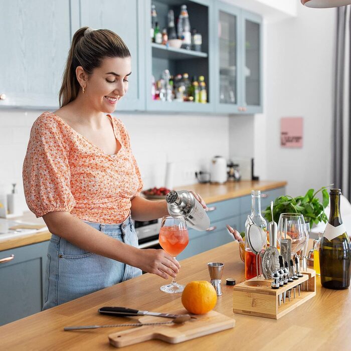 Stainless Steel Cocktail Shaker Set - Professional Mixology Bar Set for Home, Bar & Parties - Includes 26oz Schuster Shaker