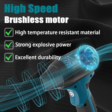 Mini Blower Jet Fan Compatible with Makita 18v Battery, 130000 RPM Cordless Air Duster with 4-Stage Control for Car Dust Cleaning, Outdoor BBQ Leaf Cleaning, Sofa & Pet Hair Cleaning