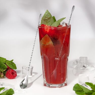 Набір з 2 барних ложок для коктейлів, нержавіюча сталь, довгі ложки з спіральним візерунком, сріблястого кольору