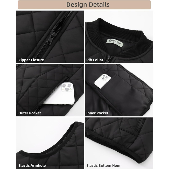 Жіноча степкова жилетка Fuinloth з рифленим коміром, чорна