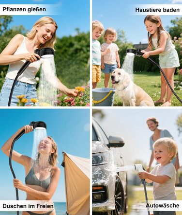 Портативна душова система WADEO для кемпінгу з акумулятором 6000 mAh, LED-підсвічуванням та IPX8 водонепроникністю, 5 режимів тиску. Комплект для відпочинку на природі, подорожей та догляду за тваринами.