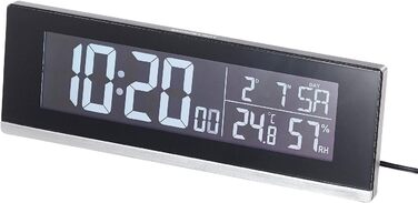 Infactory Table Clock with Thermometer: Table Radio Alarm Clock with Thermometer, Hygrometer, and USB Charging Port, 2A (Table Radio Clock, Digital Table Clock, Apple iPhone Charging Cable)