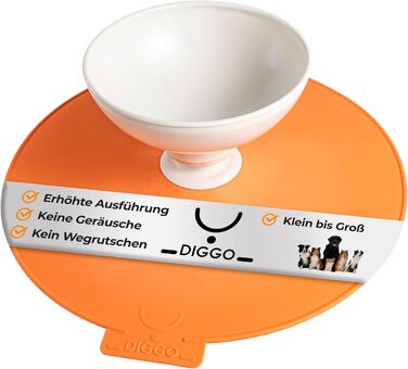 DIGGO Миска для собак 900 мл, піднята годівниця, край для ласощів, гнучке з'єднання, нековзна підкладка, харчовий пластик, запобігає виливанню, для дому та подорожей (Сірий/Помаранчевий/Білий)